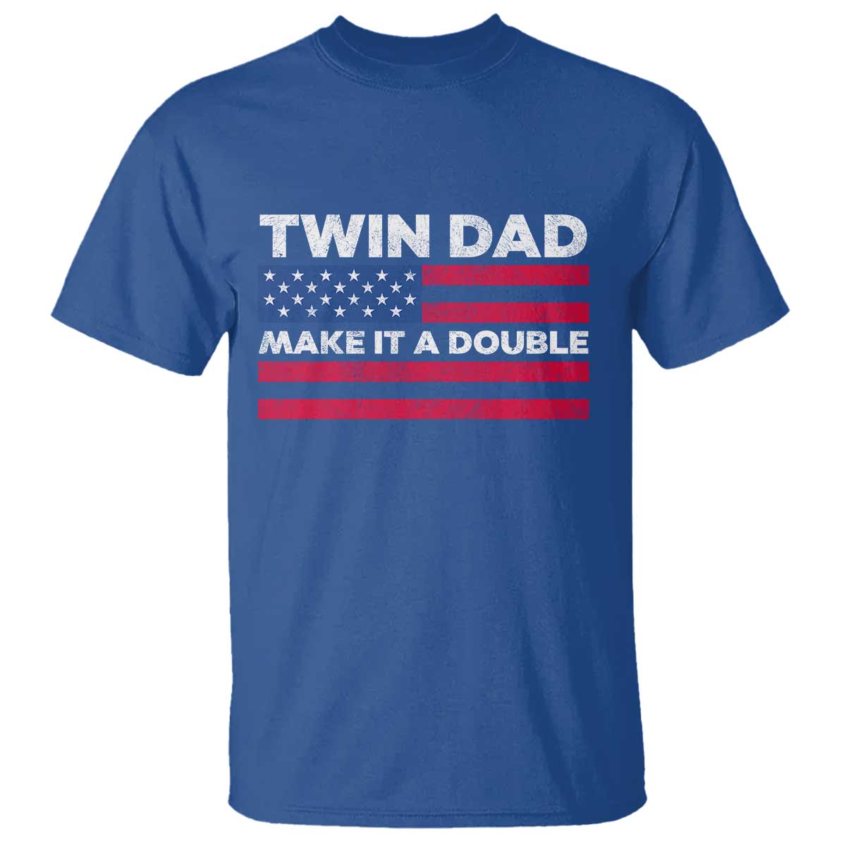Retro Twin Dad T Shirt Make It A Double US Flag Fathers Day TS10 Royal Blue Print Your Wear