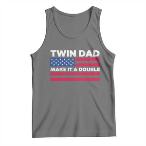Retro Twin Dad Tank Top Make It A Double US Flag Fathers Day TS10 Black Heather Print Your Wear