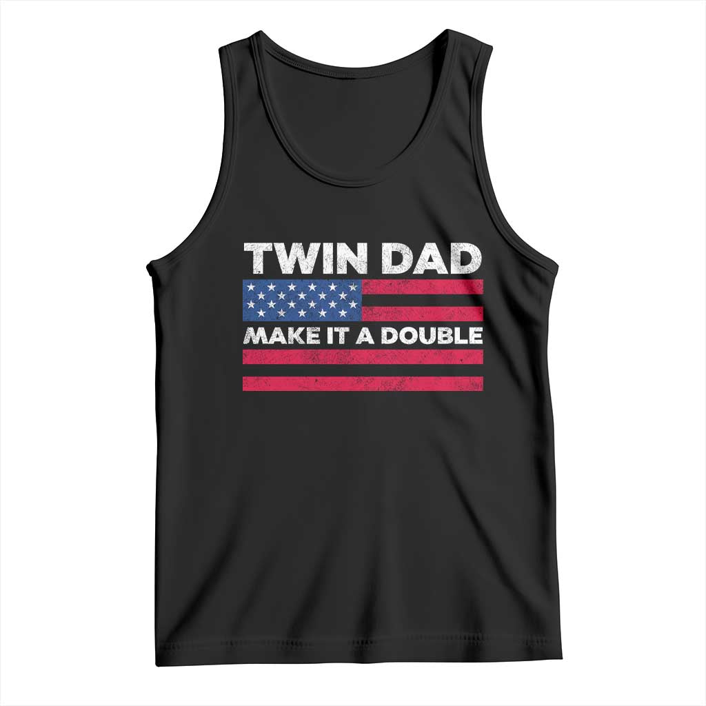 Retro Twin Dad Tank Top Make It A Double US Flag Fathers Day TS10 Black Print Your Wear