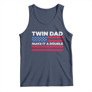 Retro Twin Dad Tank Top Make It A Double US Flag Fathers Day TS10 Navy Print Your Wear