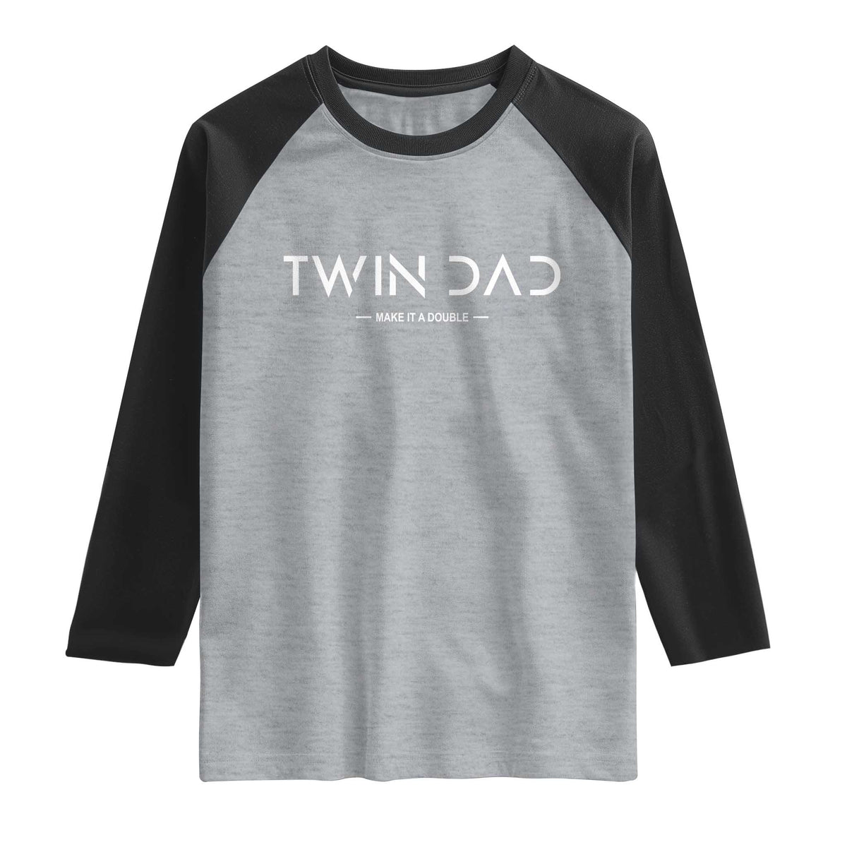 Retro Twin Dad Raglan Shirt Subtle Make It A Double Minimal Fathers Day TS10 Heather Gray Black Print Your Wear