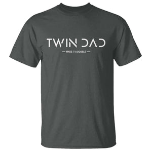 Retro Twin Dad T Shirt Subtle Make It A Double Minimal Fathers Day TS10 Dark Heather Print Your Wear