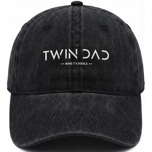 Retro Twin Dad Washed Cotton Baseball Cap Subtle Make It A Double Minimal Fathers Day TS10 Print Your Wear