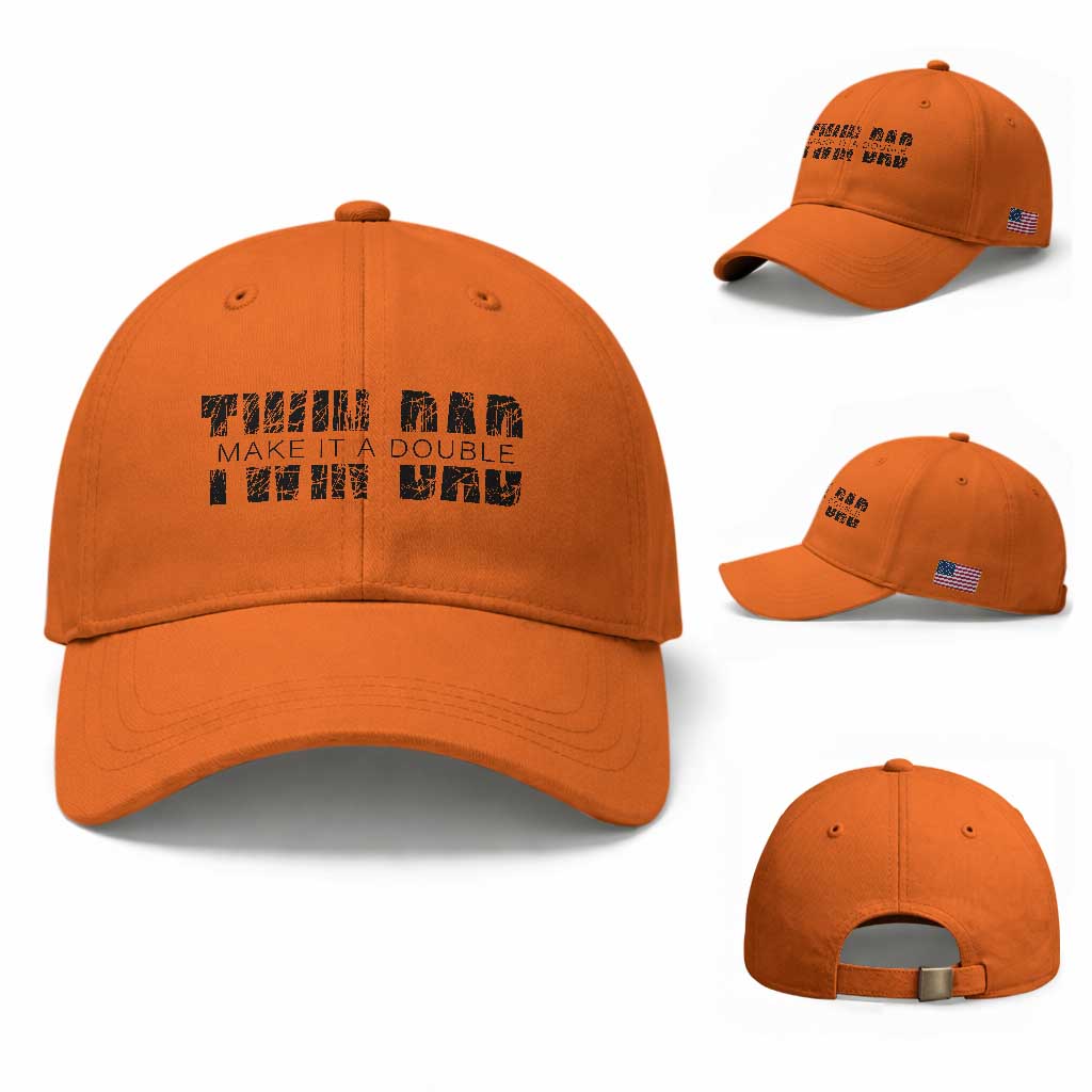 Retro Twin Dad Baseball Cap Subtle Make It A Double Fathers Day TS10 Baseball Cap Universal Fit Orange Print Your Wear