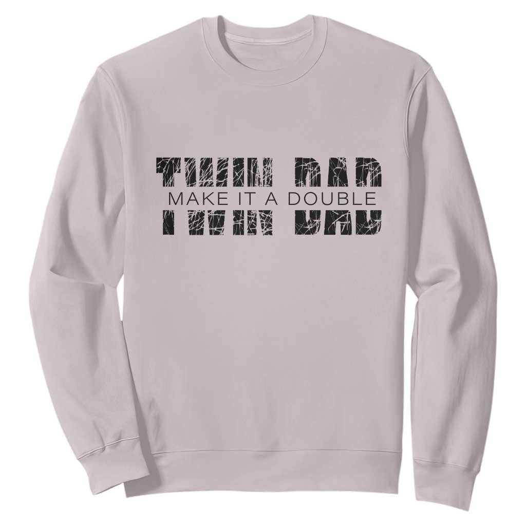 Retro Twin Dad Sweatshirt Subtle Make It A Double Fathers Day TS10 Ice Gray Print Your Wear