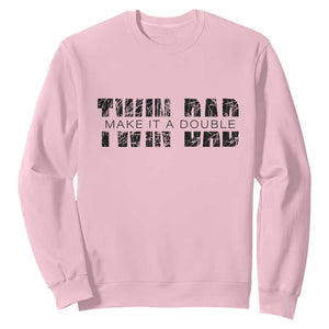 Retro Twin Dad Sweatshirt Subtle Make It A Double Fathers Day TS10 Light Pink Print Your Wear