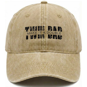 Retro Twin Dad Washed Cotton Baseball Cap Subtle Make It A Double Fathers Day TS10 Print Your Wear