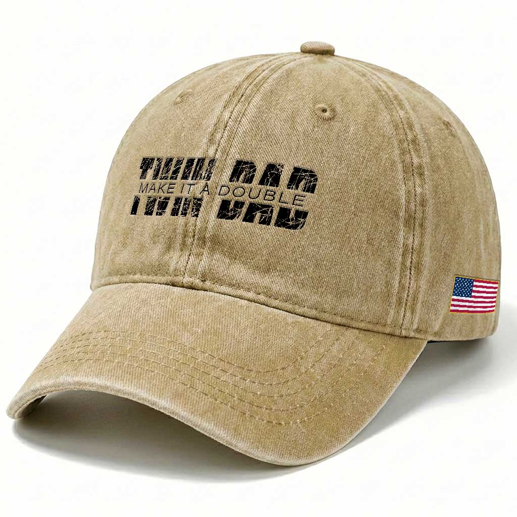 Retro Twin Dad Washed Cotton Baseball Cap Subtle Make It A Double Fathers Day TS10 Print Your Wear