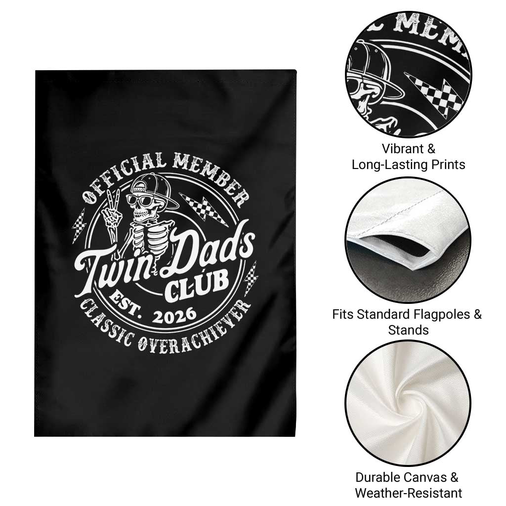 Retro Twin Dad Est 2026 Garden Flag Funny Skeleton Dad Classic Overachiever Fathers Day TS10 Print Your Wear