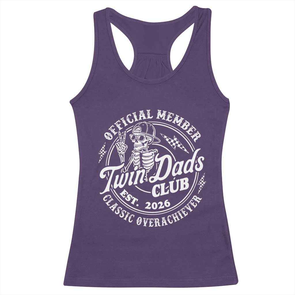 Retro Twin Dad Est 2026 Racerback Tank Top Funny Skeleton Dad Classic Overachiever Fathers Day TS10 Purple Print Your Wear