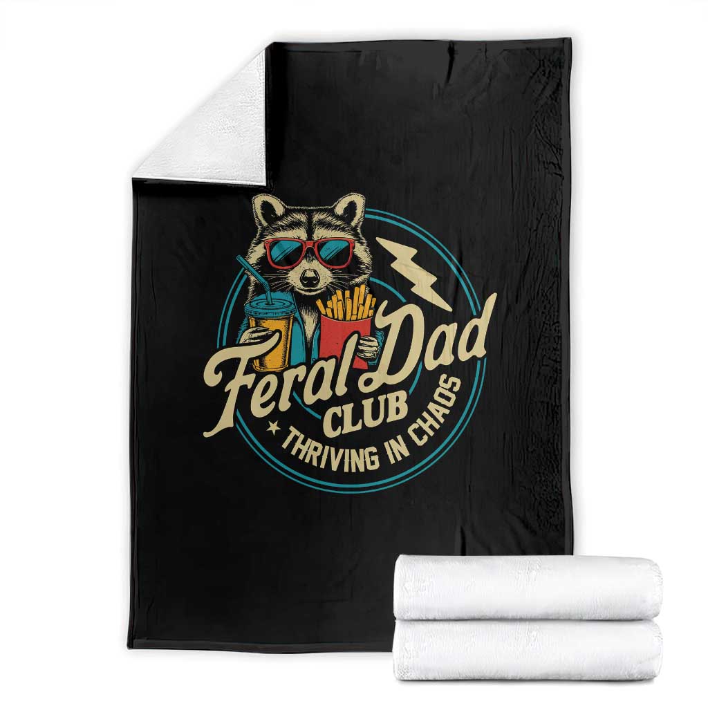 Feral Dad Club Throw Blanket Funny Raccoon Dad Birthday Fathers Day Gift TS10 Black Print Your Wear