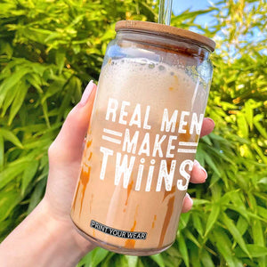 Funny Twin Dad Glass Can Real Men Make Twins Daddy Humor Fathers Day TS10 Black Print Your Wear