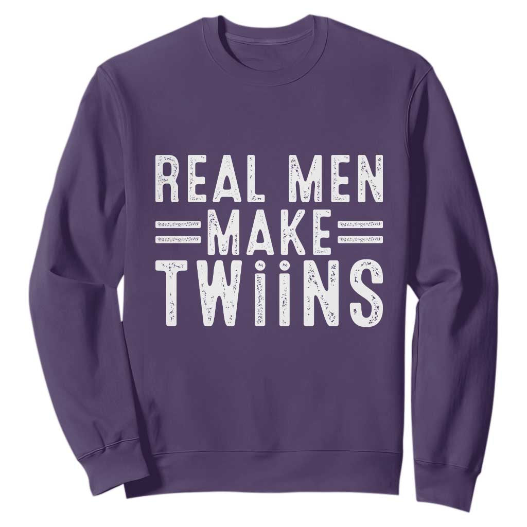 Funny Twin Dad Sweatshirt Real Men Make Twins Daddy Humor Fathers Day TS10 Purple Print Your Wear