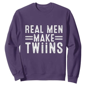Funny Twin Dad Sweatshirt Real Men Make Twins Daddy Humor Fathers Day TS10 Purple Print Your Wear