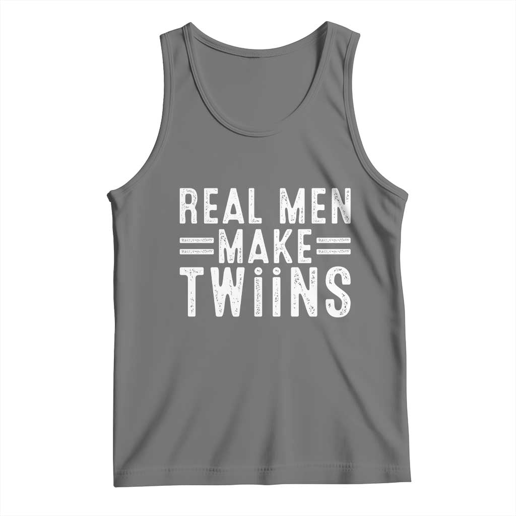 Funny Twin Dad Tank Top Real Men Make Twins Daddy Humor Fathers Day TS10 Black Heather Print Your Wear