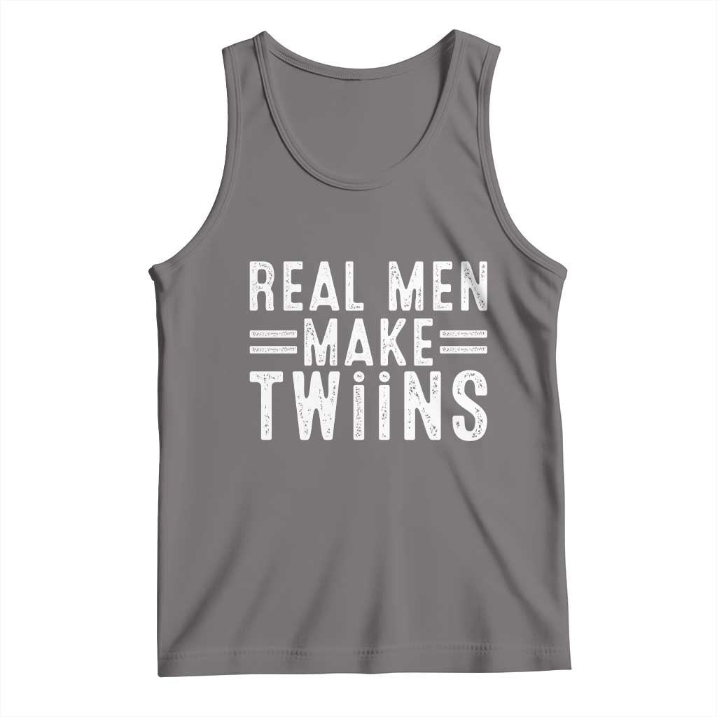 Funny Twin Dad Tank Top Real Men Make Twins Daddy Humor Fathers Day TS10 Deep Heather Print Your Wear