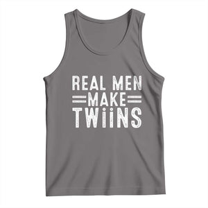 Funny Twin Dad Tank Top Real Men Make Twins Daddy Humor Fathers Day TS10 Deep Heather Print Your Wear