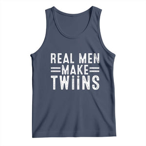 Funny Twin Dad Tank Top Real Men Make Twins Daddy Humor Fathers Day TS10 Navy Print Your Wear