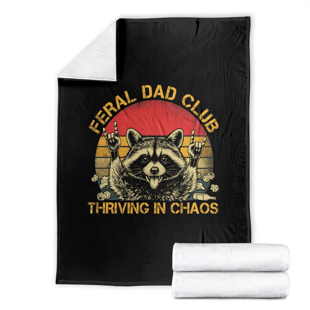 Feral Dad Club Throw Blanket Funny Raccoon Dad Retro Fathers Day Gift TS10 Black Print Your Wear