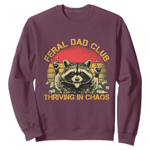 Feral Dad Club Sweatshirt Funny Raccoon Dad Retro Fathers Day Gift TS10 Maroon Print Your Wear