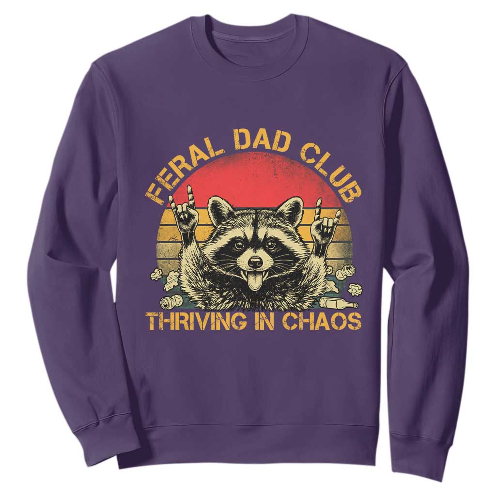 Feral Dad Club Sweatshirt Funny Raccoon Dad Retro Fathers Day Gift TS10 Purple Print Your Wear