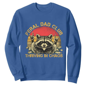 Feral Dad Club Sweatshirt Funny Raccoon Dad Retro Fathers Day Gift TS10 Royal Blue Print Your Wear