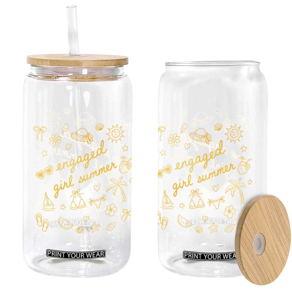 Engaged Girl Summer Glass Can Bride To Be Engagement TS10 Print Your Wear