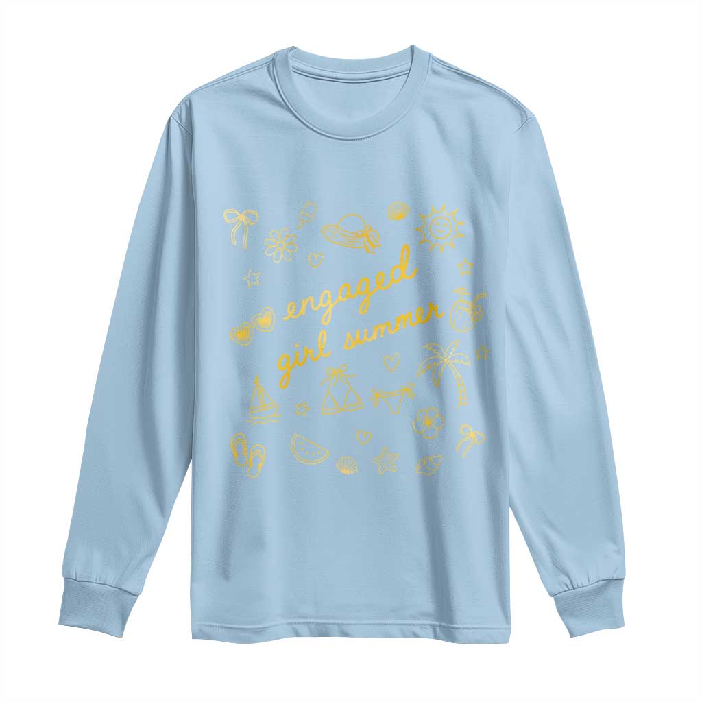 Engaged Girl Summer Long Sleeve Shirt Bride To Be Engagement TS10 Light Blue Print Your Wear