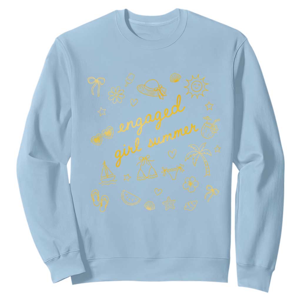 Engaged Girl Summer Sweatshirt Bride To Be Engagement TS10 Light Blue Print Your Wear