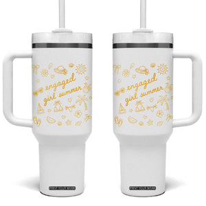 Engaged Girl Summer Tumbler With Handle Bride To Be Engagement TS10 One Size: 40 oz White Print Your Wear
