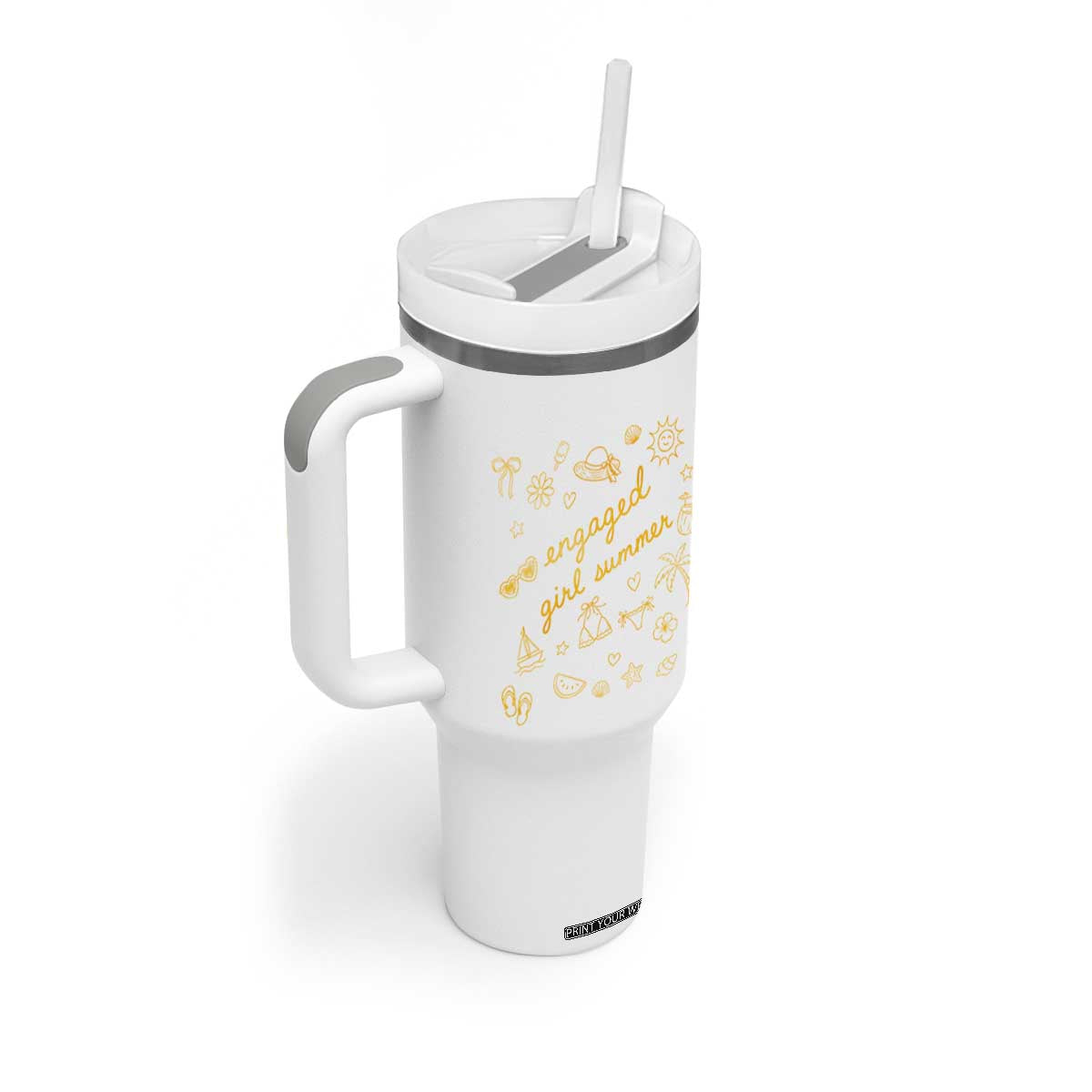 Engaged Girl Summer Tumbler With Handle Bride To Be Engagement TS10 Print Your Wear