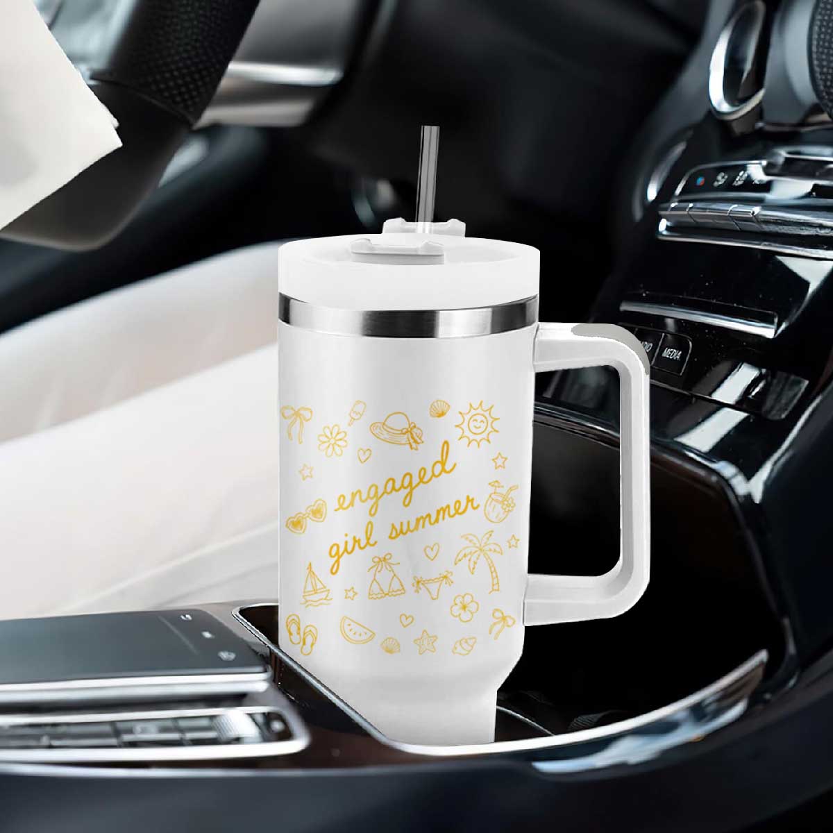 Engaged Girl Summer Tumbler With Handle Bride To Be Engagement TS10 Print Your Wear