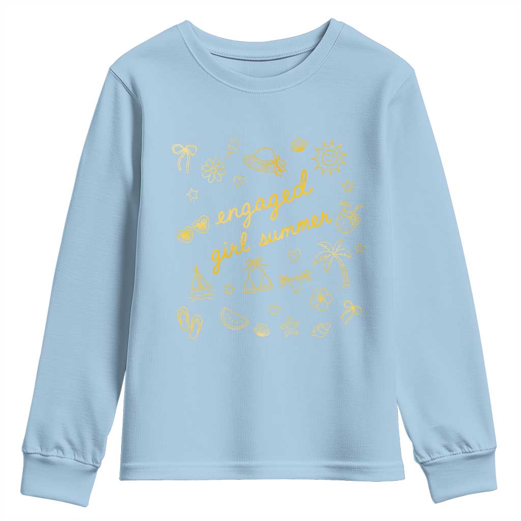 Engaged Girl Summer Youth Sweatshirt Bride To Be Engagement TS10 Light Blue Print Your Wear