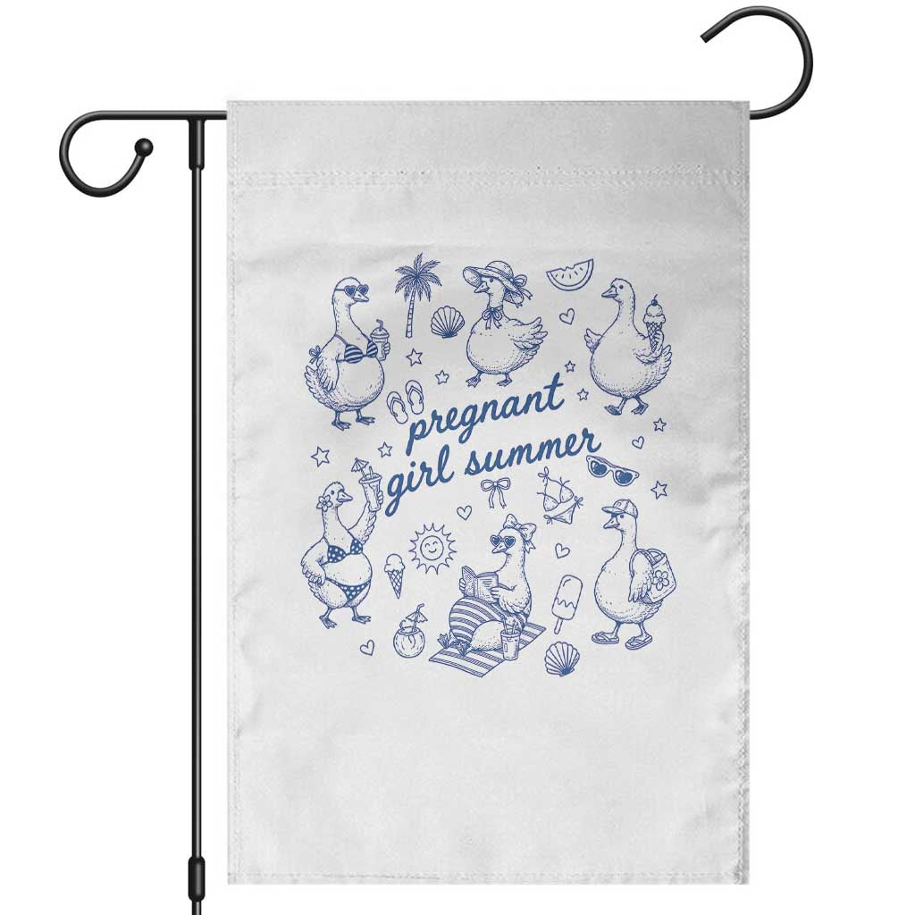 Pregnant Girl Summer Garden Flag Summer Goose Beach Pregnancy Announcement Baby Shower TS10 White Print Your Wear