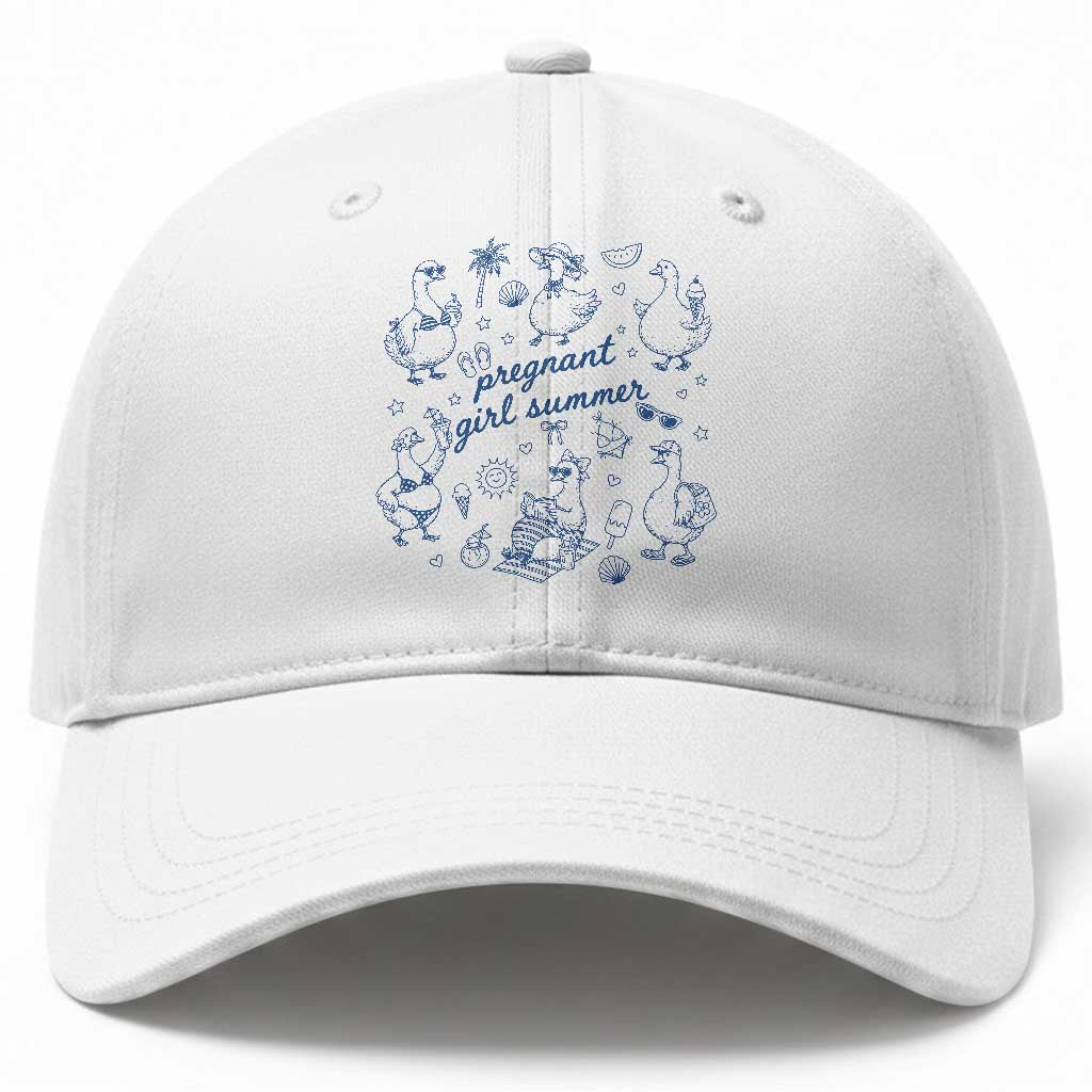Pregnant Girl Summer Baseball Cap Summer Goose Beach Pregnancy Announcement Baby Shower TS10 Print Your Wear