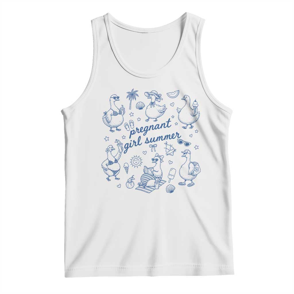 Pregnant Girl Summer Tank Top Summer Goose Beach Pregnancy Announcement Baby Shower TS10 White Print Your Wear
