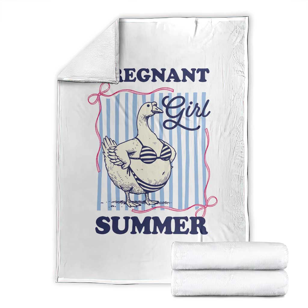 Pregnant Girl Summer Throw Blanket Striped Coquette Summer Goose Beach Pregnancy Announcement TS10 White Print Your Wear