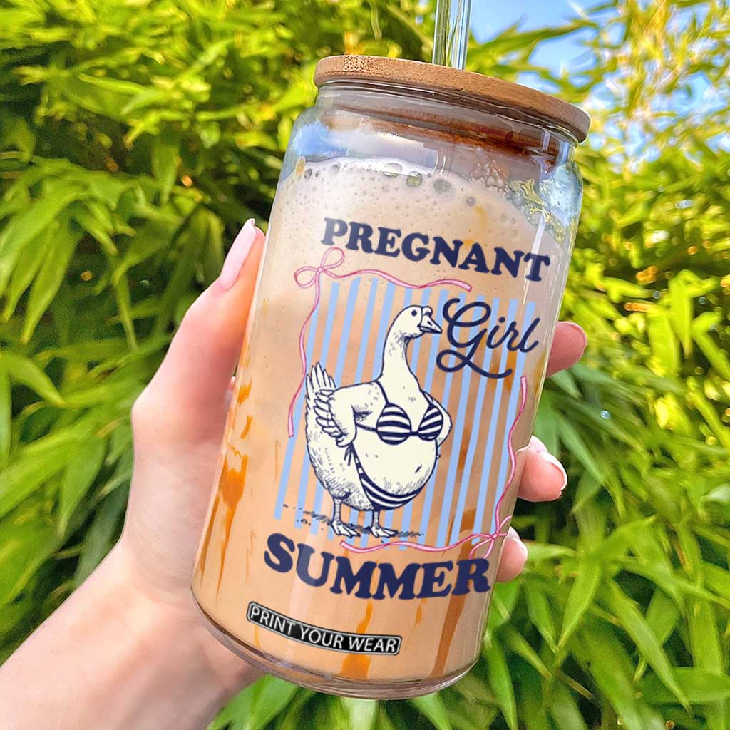 Pregnant Girl Summer Glass Can Striped Coquette Summer Goose Beach Pregnancy Announcement TS10 White Print Your Wear