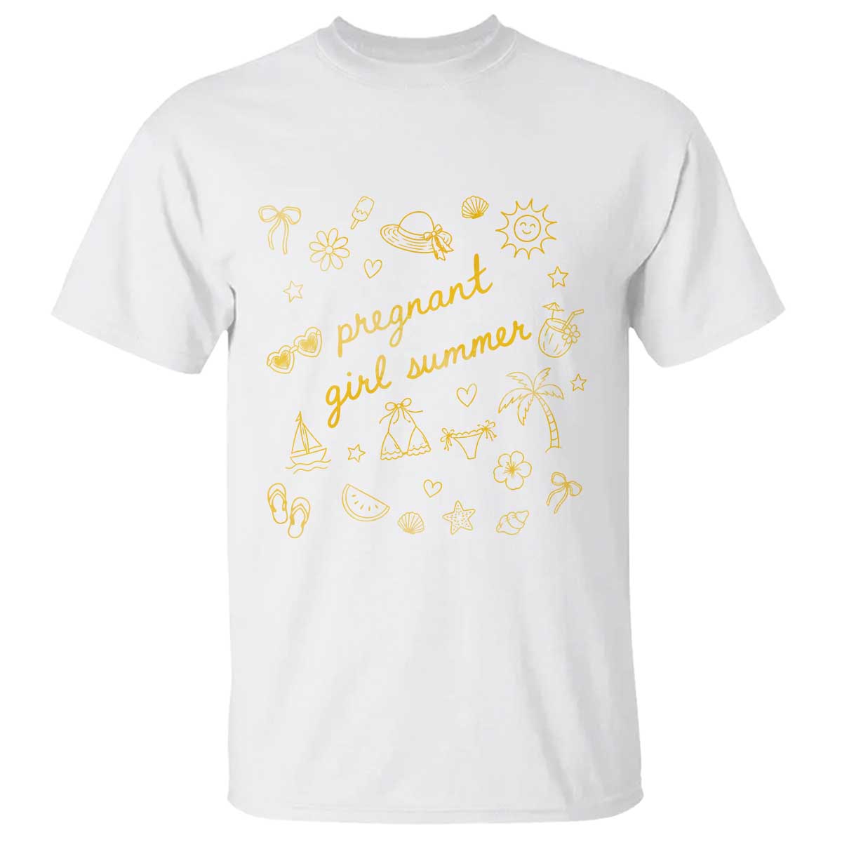 Pregnant Girl Summer T Shirt Cute Beach Summer Pregnancy Announcement Baby Shower TS10 White Print Your Wear