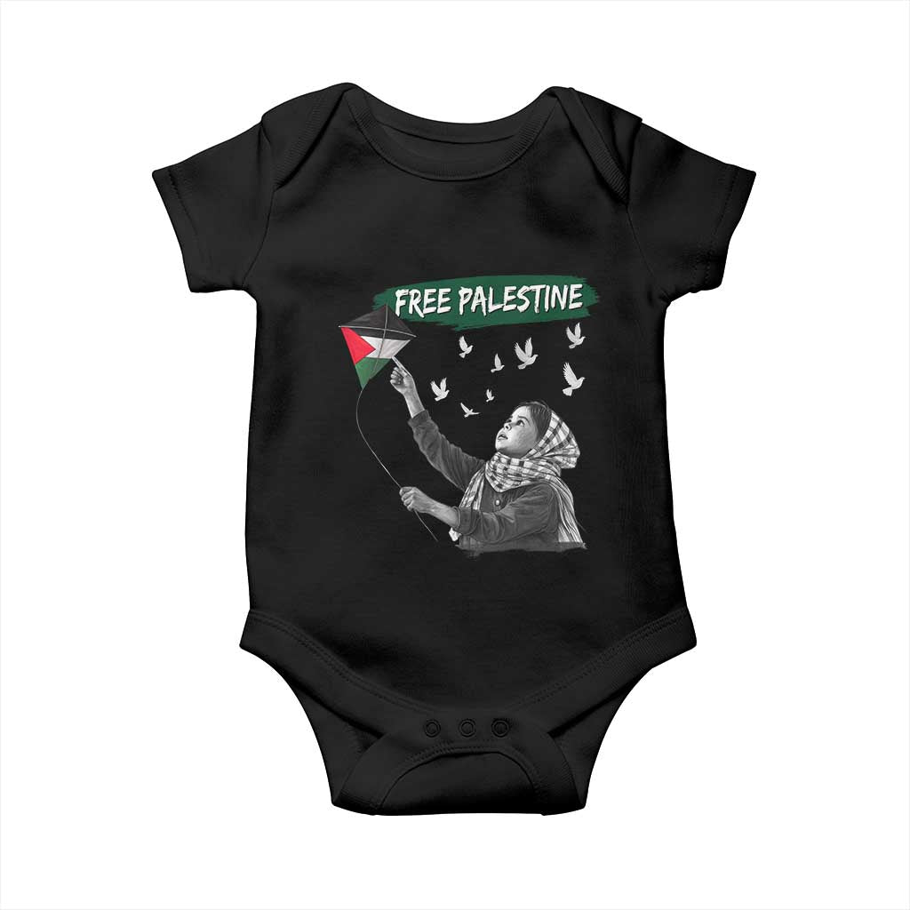 Free Palestine Baby Onesie Gaza Palestinian Flag TS10 Black Print Your Wear