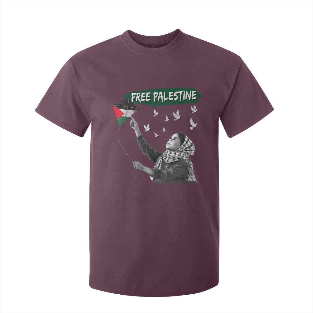 Free Palestine T Shirt For Kid Gaza Palestinian Flag TS10 Maroon Print Your Wear