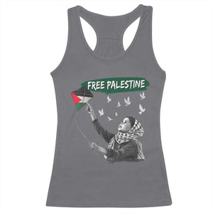 Free Palestine Racerback Tank Top Gaza Palestinian Flag TS10 Charcoal Print Your Wear