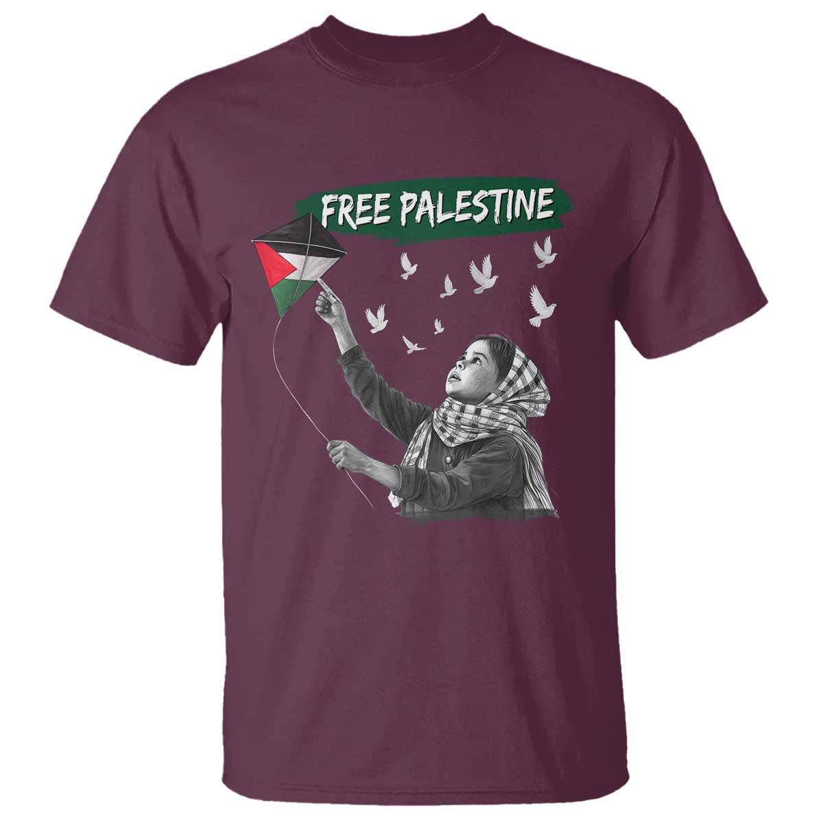 Free Palestine T Shirt Gaza Palestinian Flag TS10 Maroon Print Your Wear