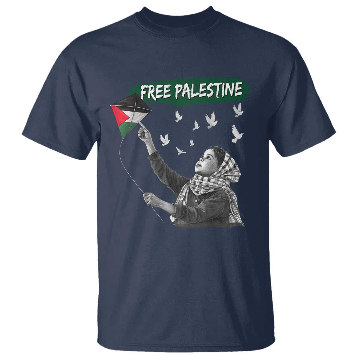 Free Palestine T Shirt Gaza Palestinian Flag TS10 Navy Print Your Wear