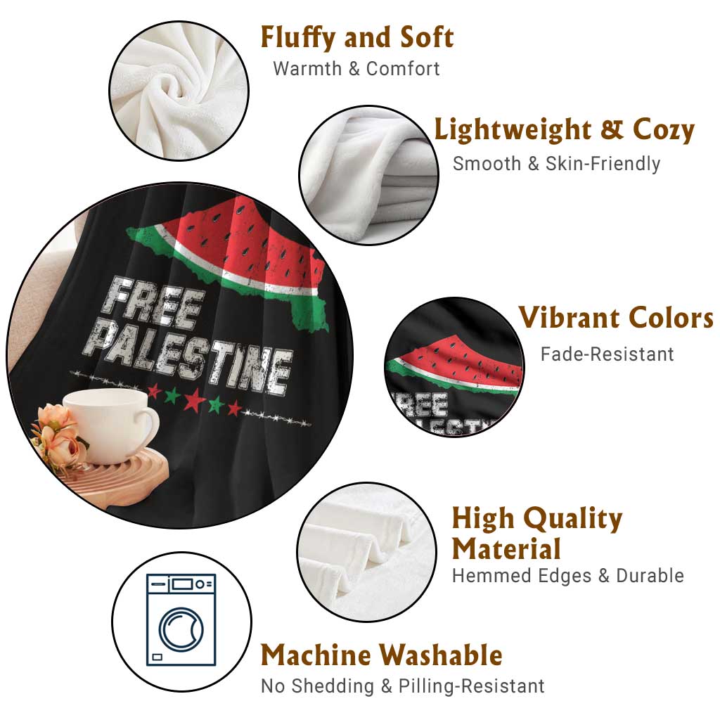 Free Palestine Throw Blanket Watermelon Map TS10 Print Your Wear
