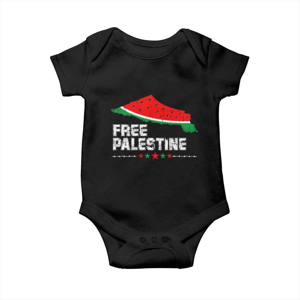 Free Palestine Baby Onesie Watermelon Map TS10 Black Print Your Wear