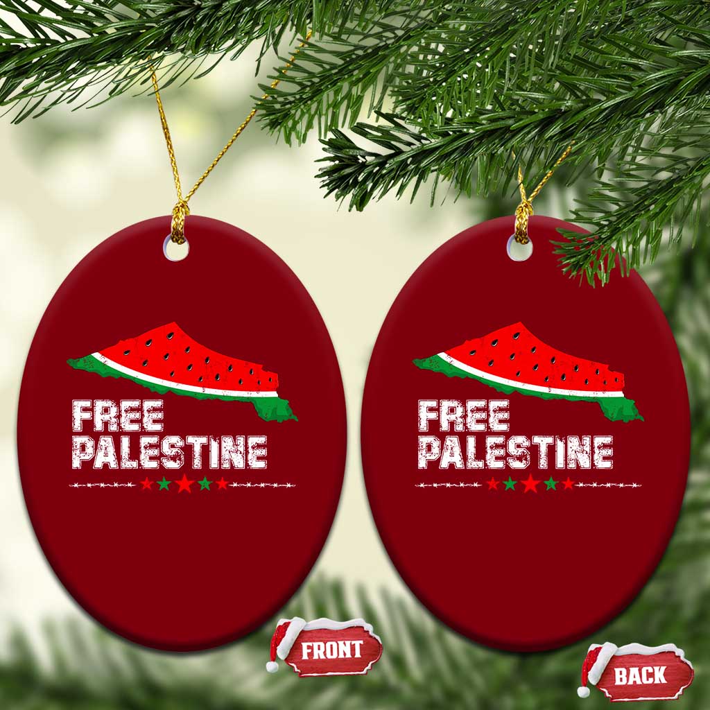 Free Palestine Ceramic Ornament Watermelon Map TS10 Print Your Wear