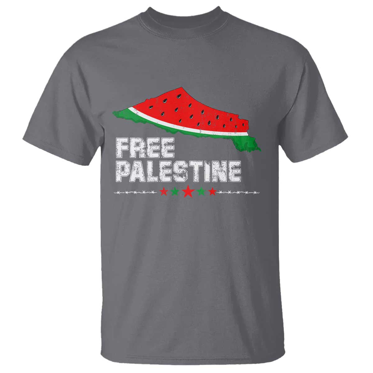 Free Palestine T Shirt Watermelon Map TS10 Charcoal Print Your Wear