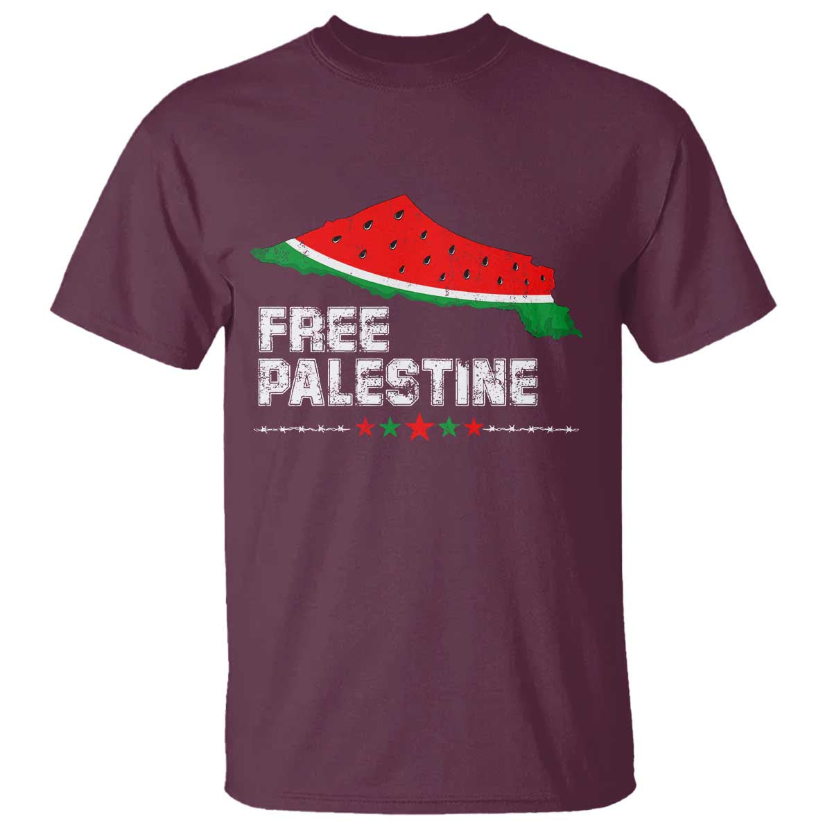 Free Palestine T Shirt Watermelon Map TS10 Maroon Print Your Wear