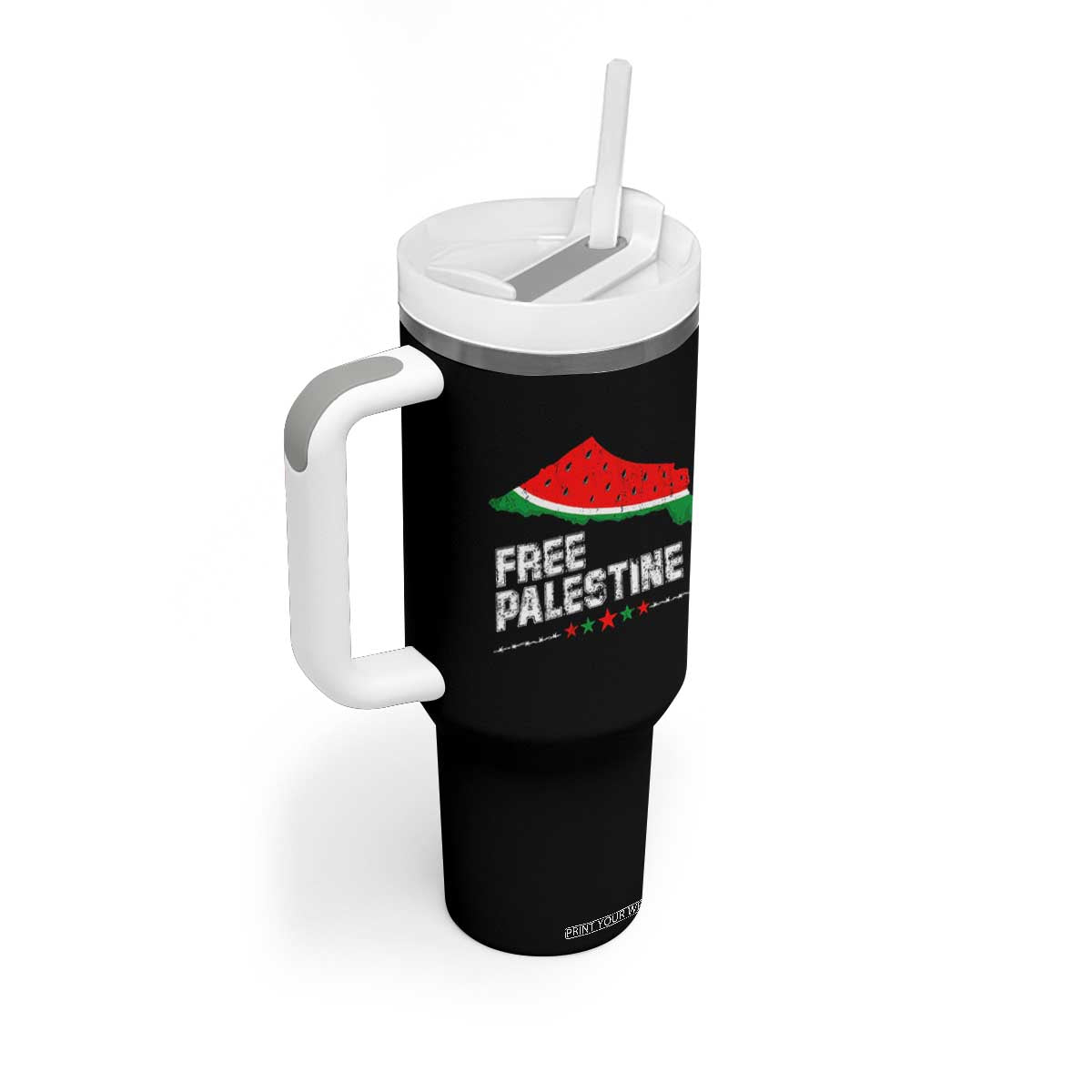 Free Palestine Tumbler With Handle Watermelon Map TS10 Print Your Wear